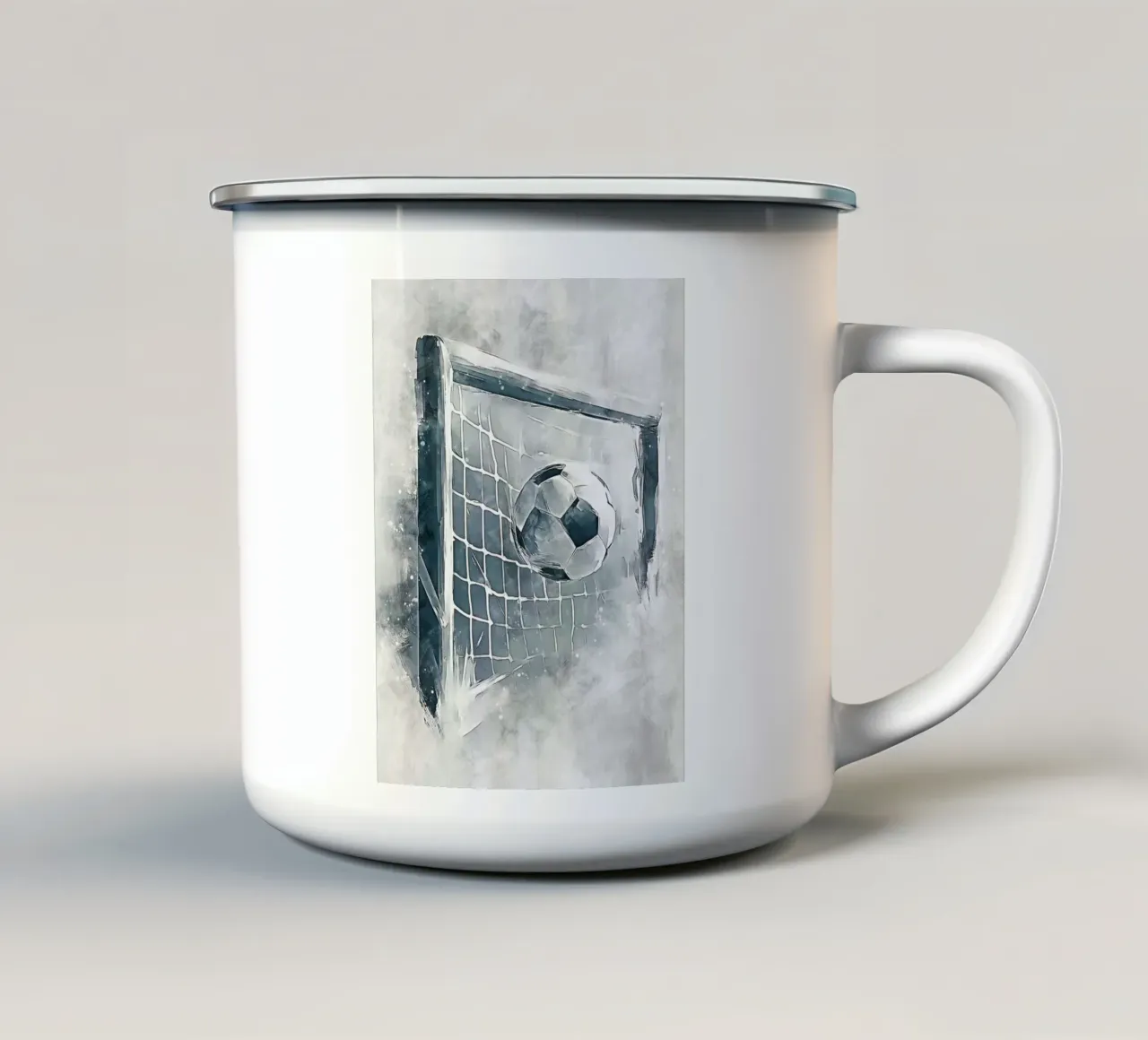 Football goal art Emaille Tasse von Mateo