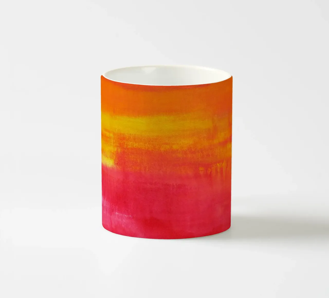 Sommertag - gelb orange rot abstrakte Kunst ceramic mug by Petra Lang