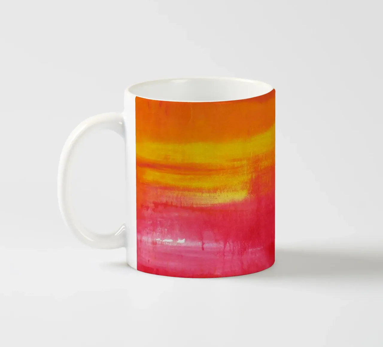Sommertag - gelb orange rot abstrakte Kunst ceramic mug by Petra Lang
