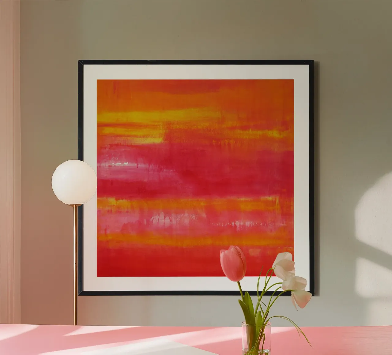 Sommertag - gelb orange rot abstrakte Kunst poster da Petra Lang