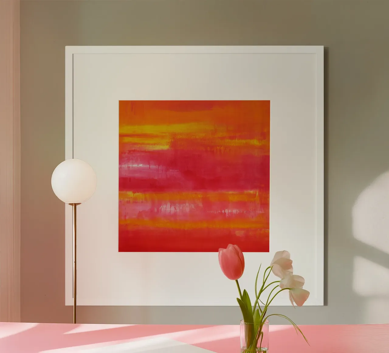 Sommertag - gelb orange rot abstrakte Kunst poster da Petra Lang