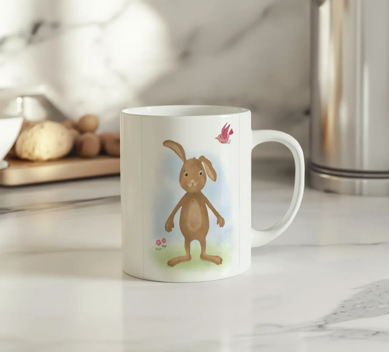 Hase mit Vögelchen tazza in ceramica da Farbwelten