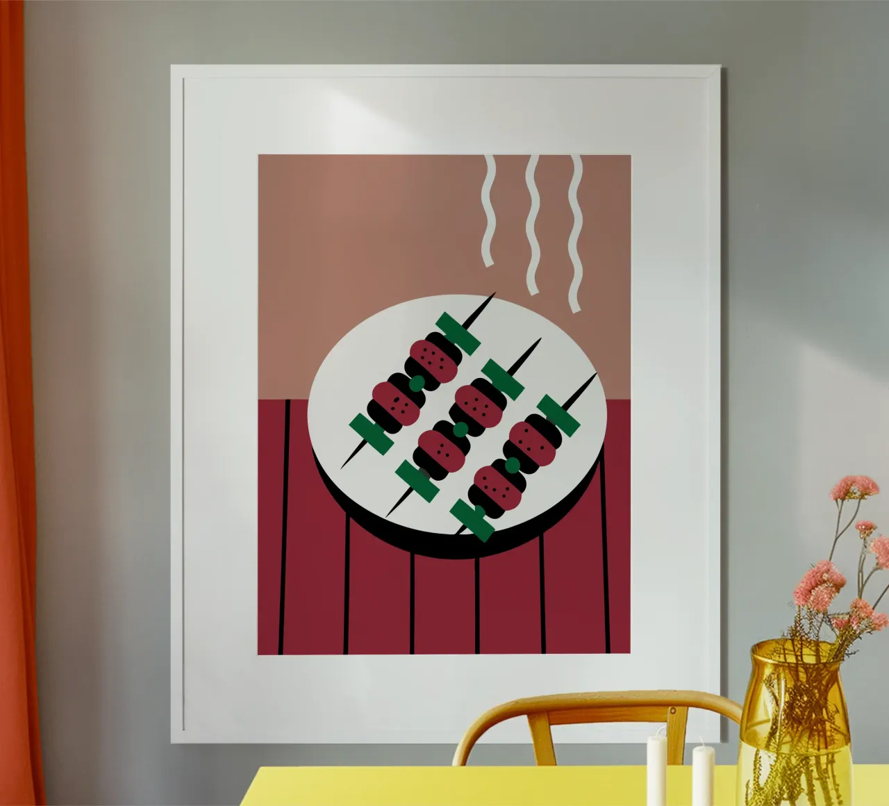 Satay alla griglia poster con telaio in plastica da LOOK DIFFERENT