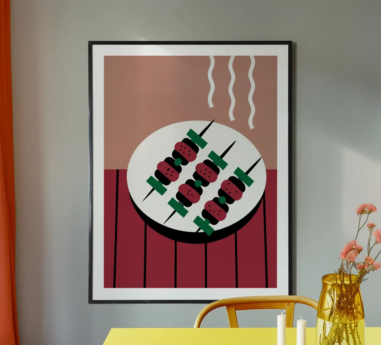 Satay alla griglia poster con telaio in plastica da LOOK DIFFERENT
