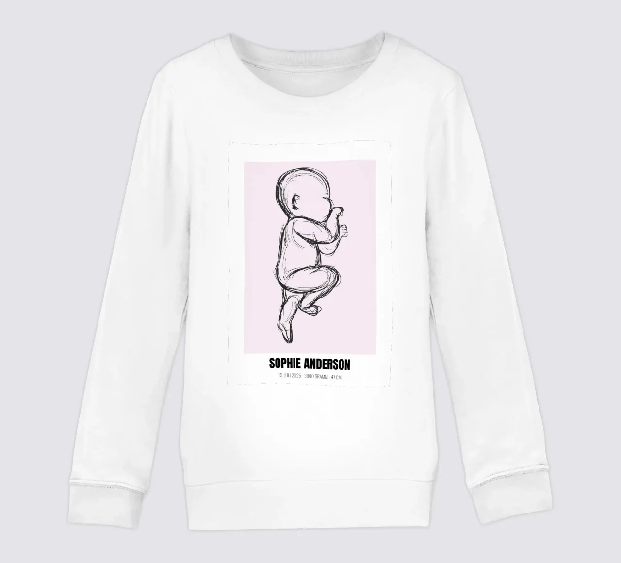 Minimalist & personal - birth poster with name kids sweatshirt by FRAMELY
