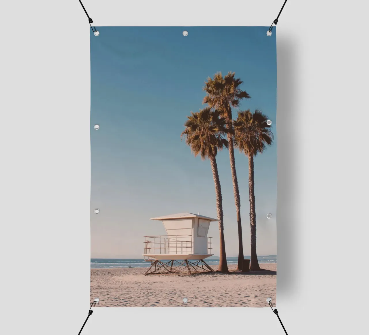 Lifeguard Tower and Palm Trees pvc cover by Indigo Tides Art