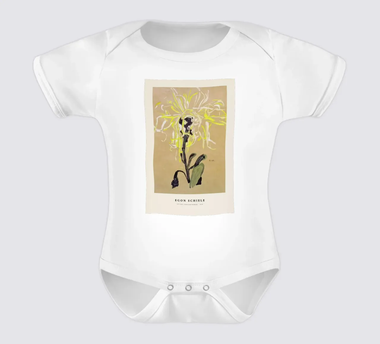 Schiele - Yellow Chrysanthemum body neonato maniche corte da Vintage by JUNIQE