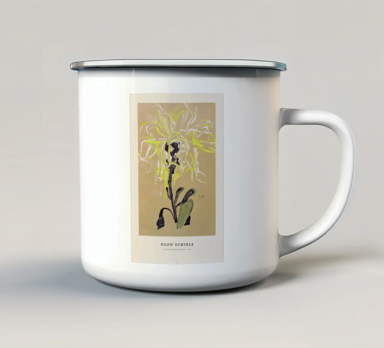 Schiele - Yellow Chrysanthemum tazza in smalto da Vintage by JUNIQE