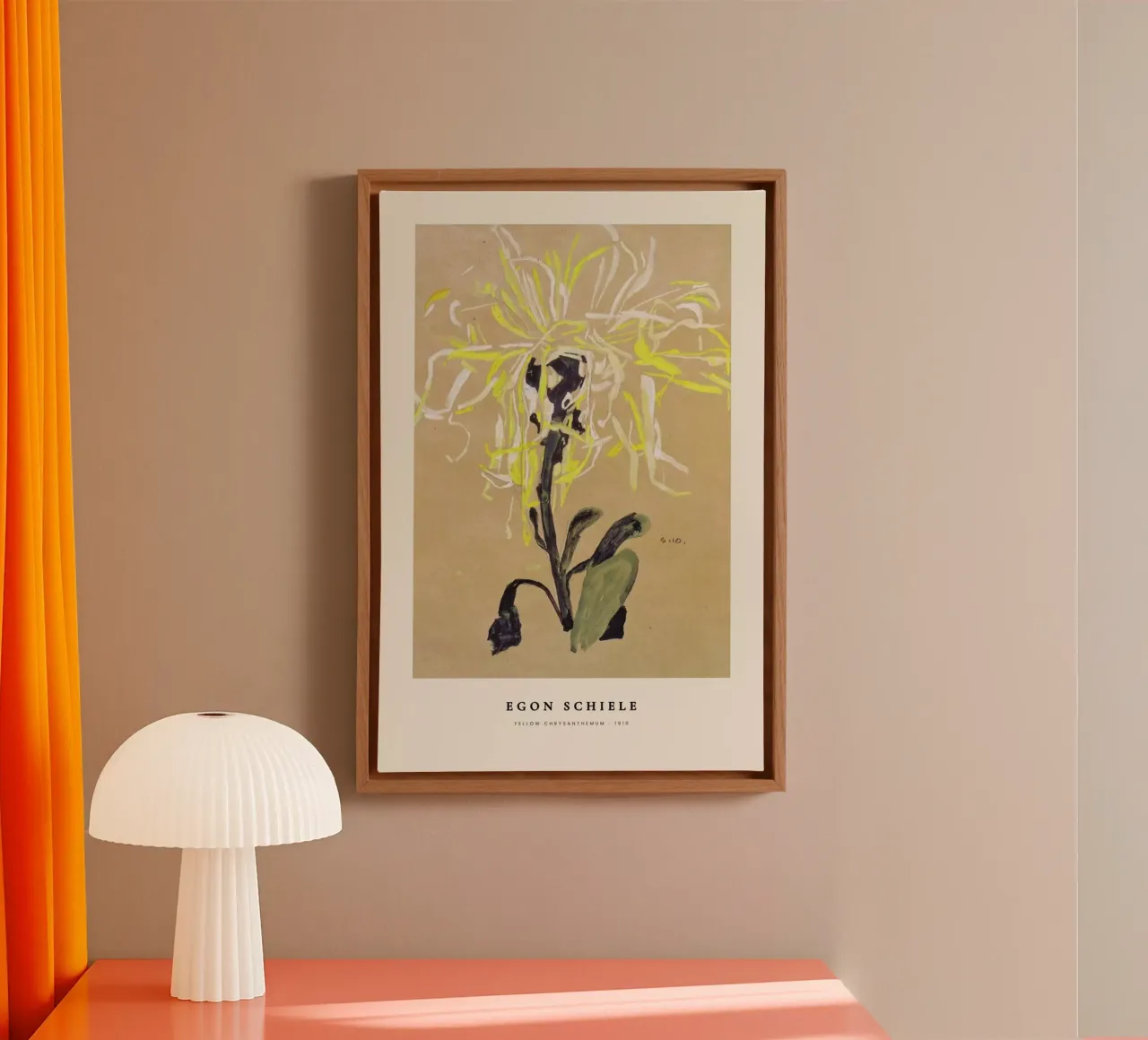 Schiele - Yellow Chrysanthemum tela con Cornice a cassetta da Vintage by JUNIQE