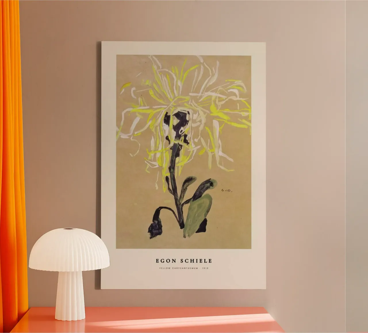 Schiele - Yellow Chrysanthemum tela con Cornice a cassetta da Vintage by JUNIQE