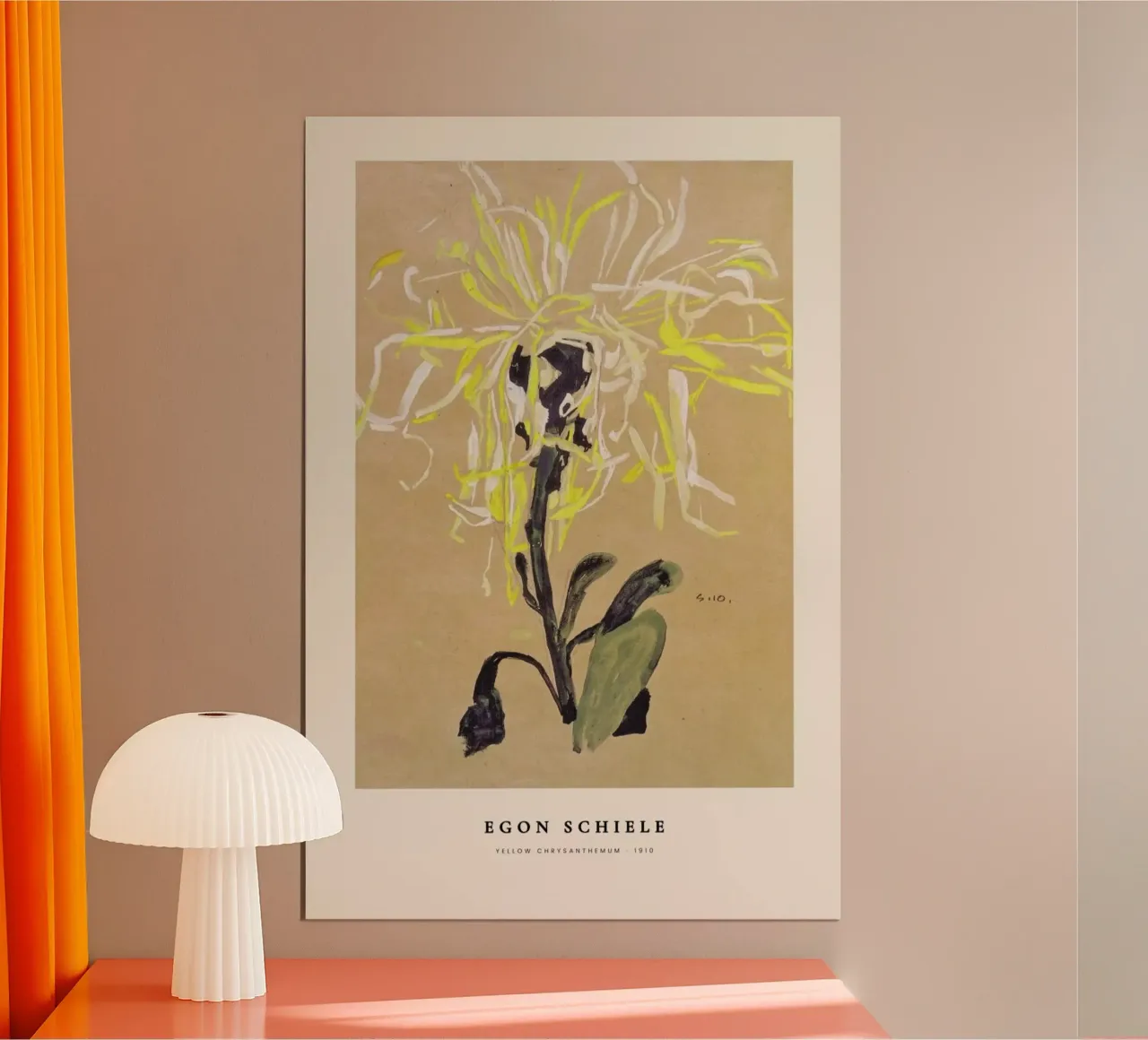 Schiele - Yellow Chrysanthemum carta hahnemühle da Vintage by JUNIQE