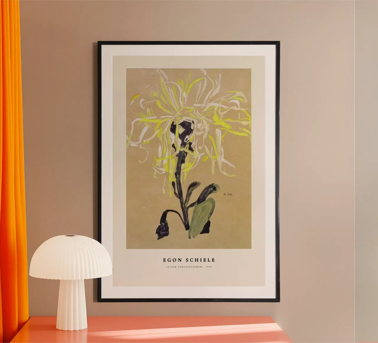 Schiele - Yellow Chrysanthemum carta hahnemühle da Vintage by JUNIQE