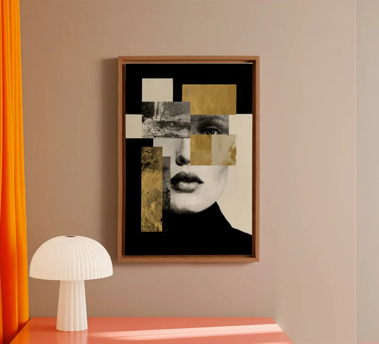 Fragmented Female Portrait with Gold Collage Accents canvas by Modern Muse
