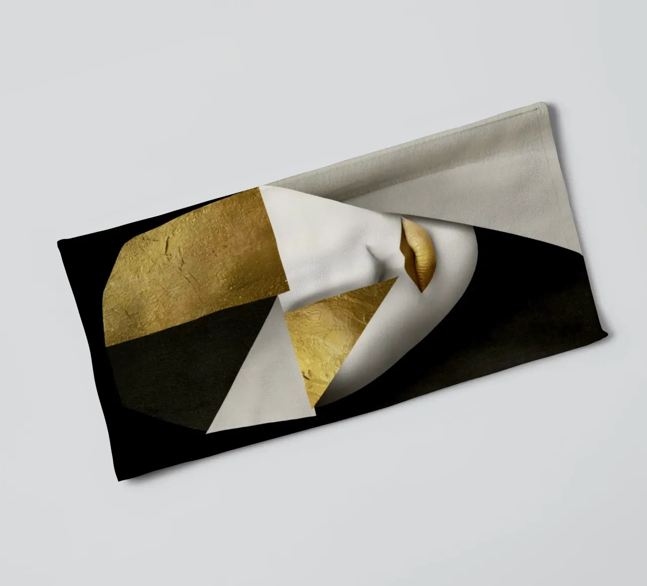 Abstract Portrait Collage with Gold and Monochrome Textures towel by Modern Muse