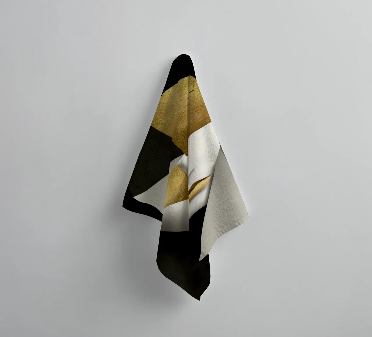 Abstract Portrait Collage with Gold and Monochrome Textures towel by Modern Muse