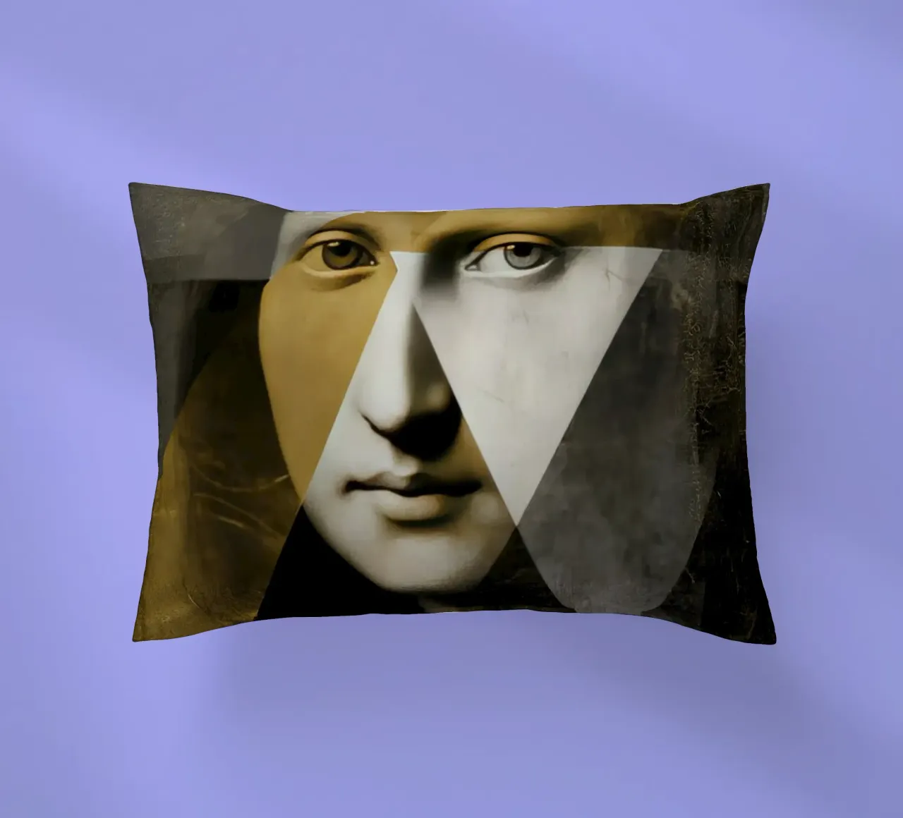 Abstract Gold Mona Lisa Portrait Collage Modern Art Design decorative cushion by Modern Muse