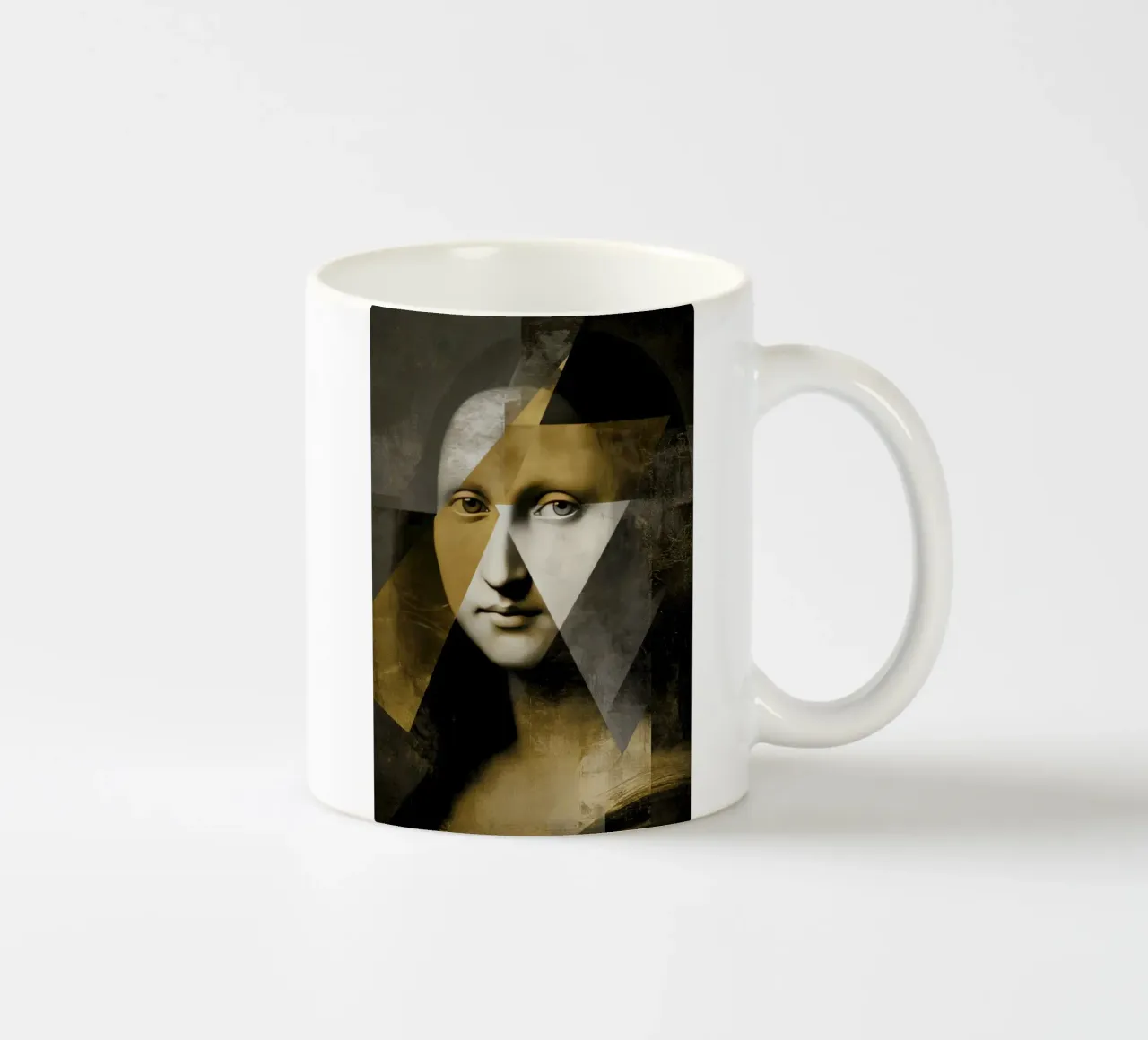 Abstract Goud Mona Lisa Portret Collage Modern Kunstontwerp keramische mok van Modern Muse