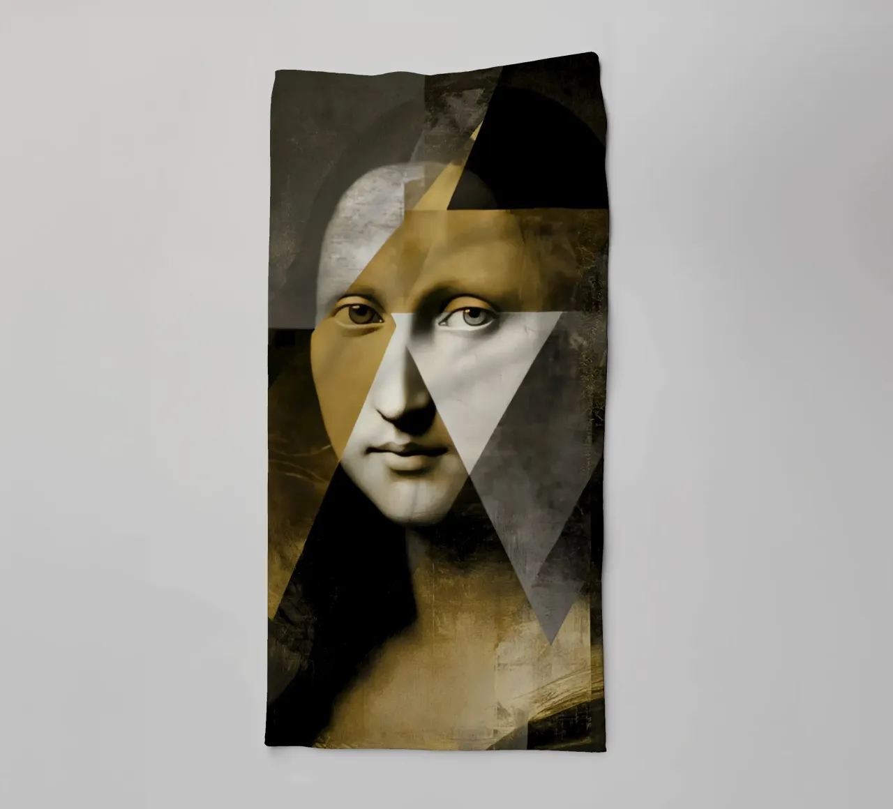 Abstract Goud Mona Lisa Portret Collage Modern Kunstontwerp badhanddoek van Modern Muse