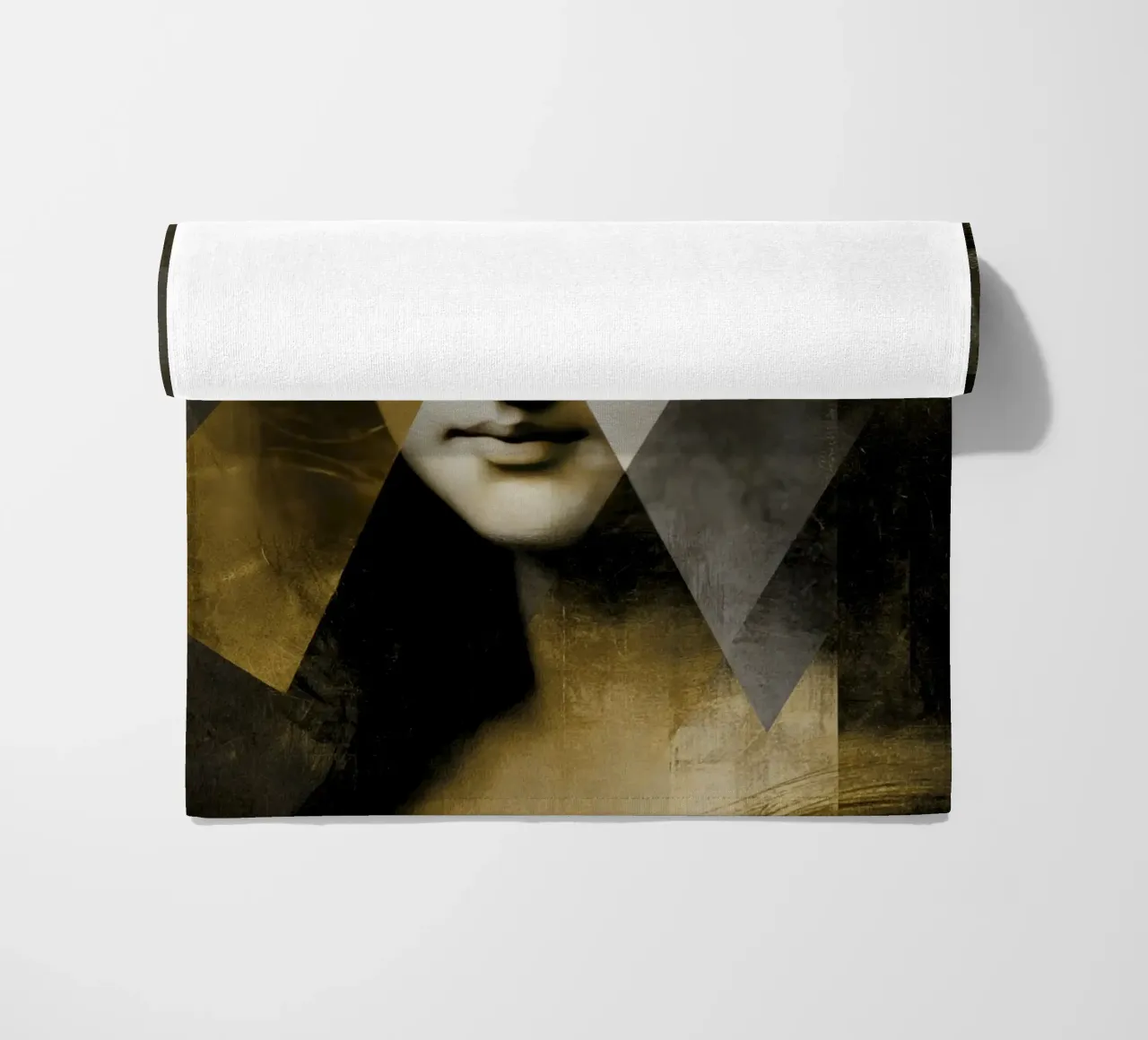 Ritratto astratto di Monna Lisa in oro Collage d'arte moderna telo mare da Modern Muse