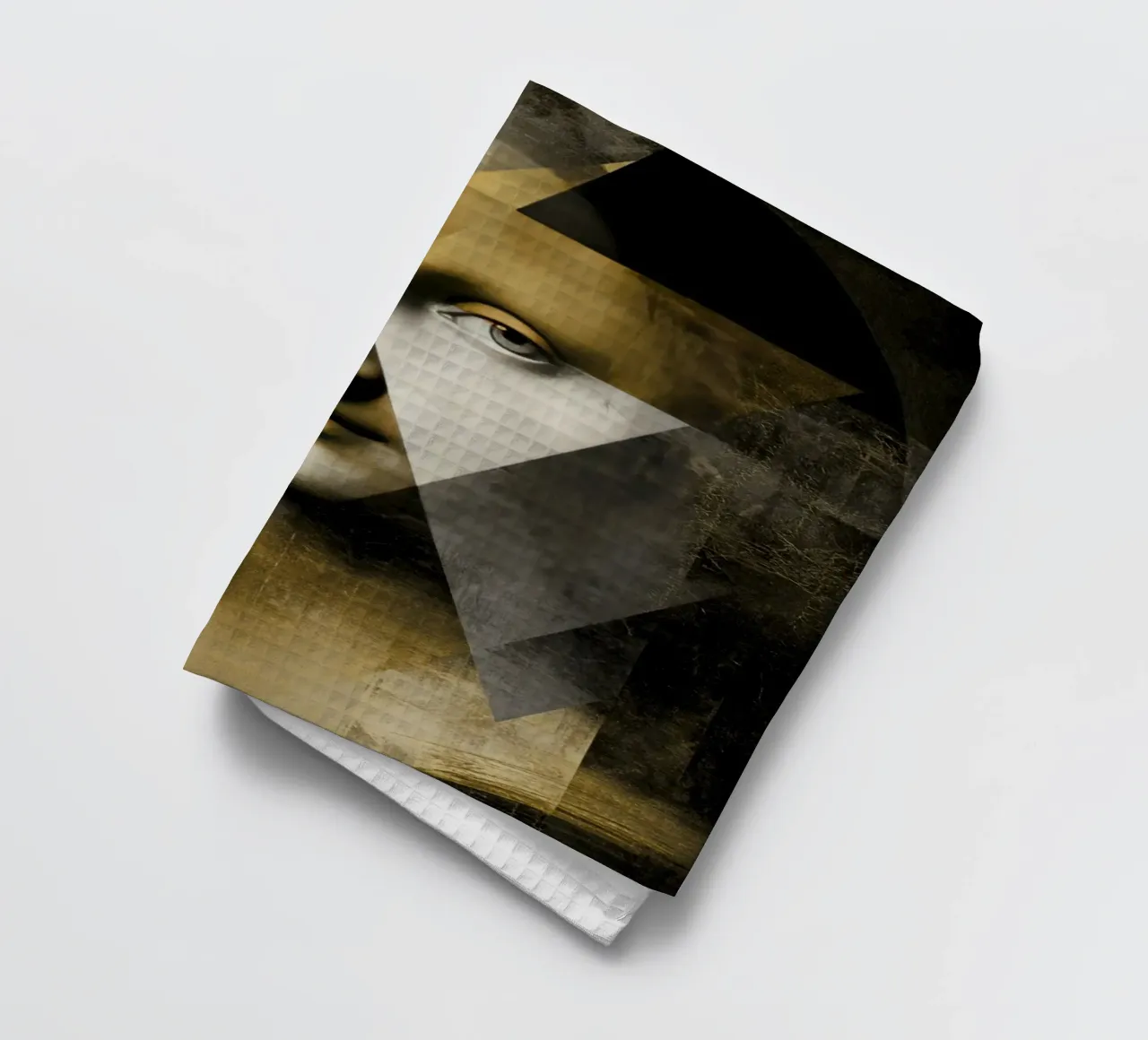 Abstract Goud Mona Lisa Portret Collage Modern Kunstontwerp theedoek van Modern Muse
