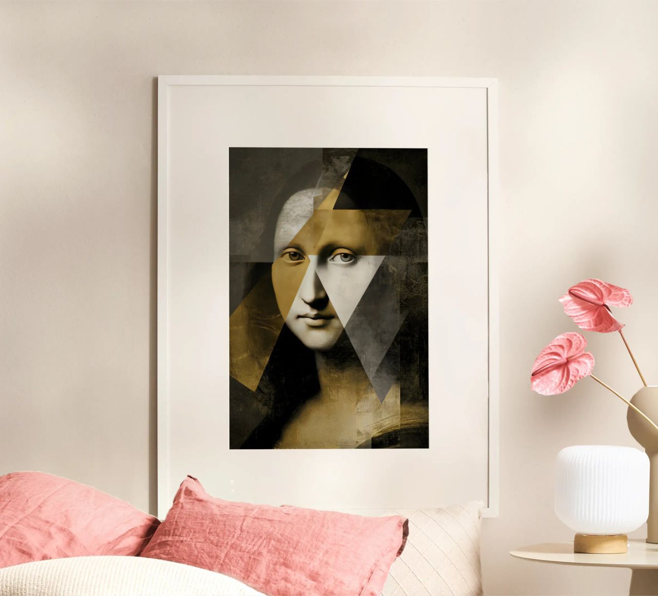 Abstrakt Gold Mona Lisa Portrait Collage Moderne Kunst Design Poster von Modern Muse