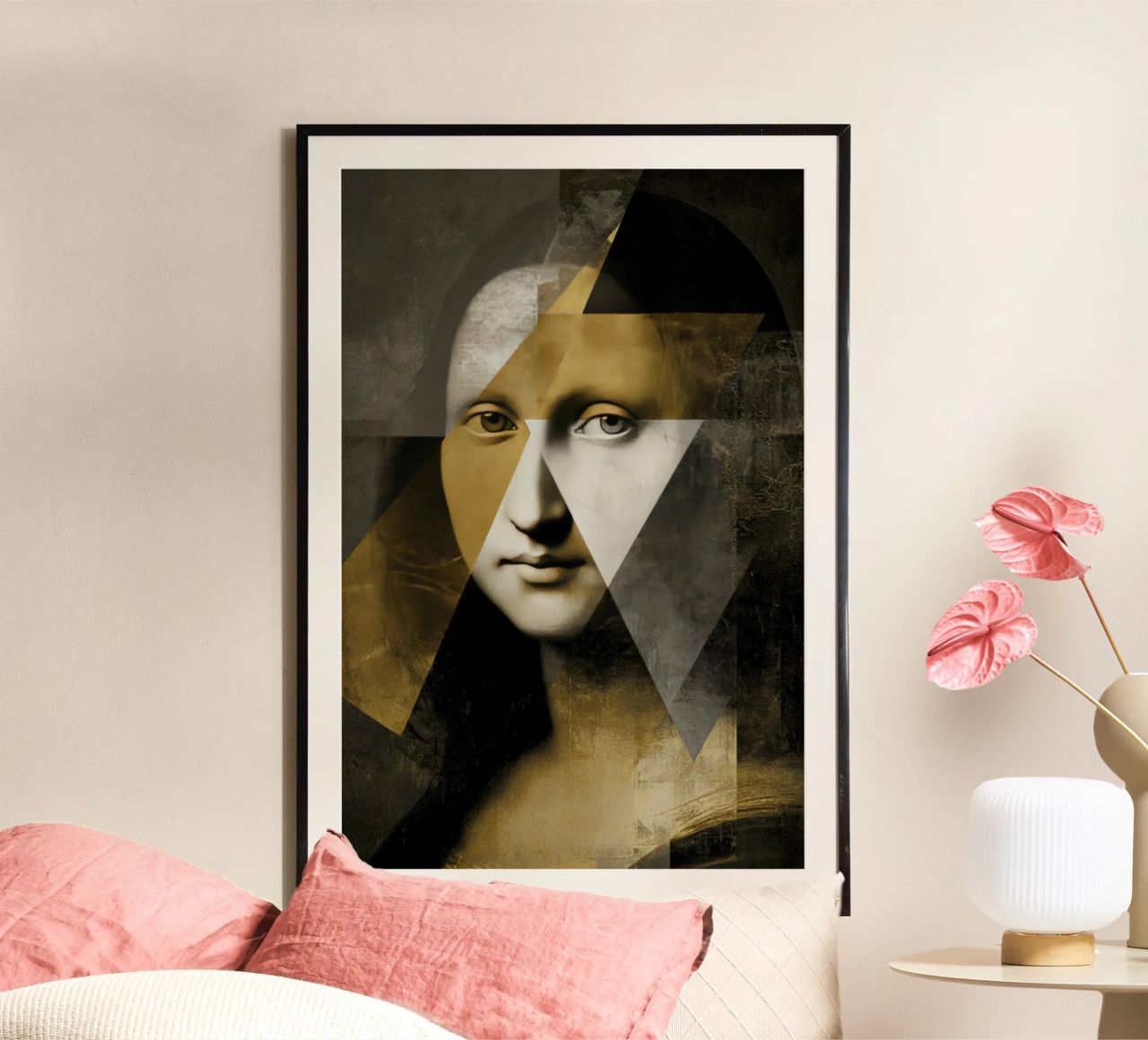 Abstrakt Gold Mona Lisa Portrait Collage Moderne Kunst Design Poster von Modern Muse