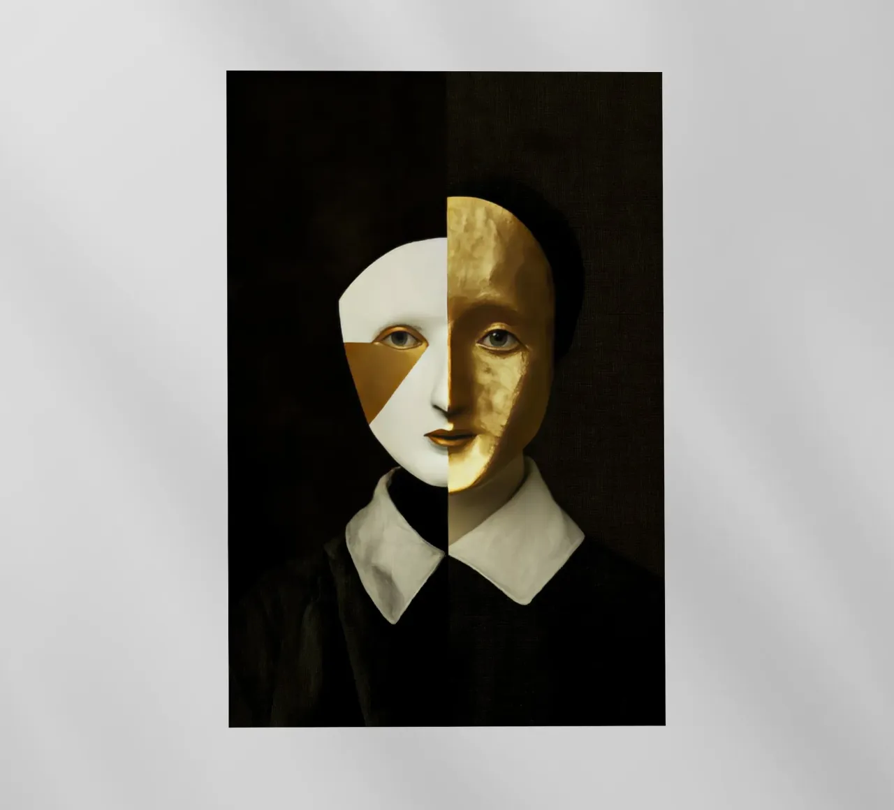 Abstract Female Harlequin Portrait with Gold Texture backlit film by Modern Muse