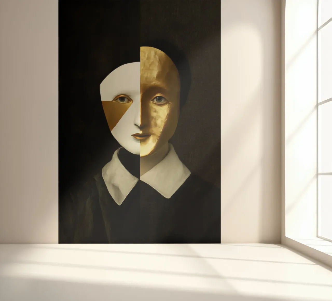 Abstract Female Harlequin Portrait with Gold Texture photo wallpaper by Modern Muse
