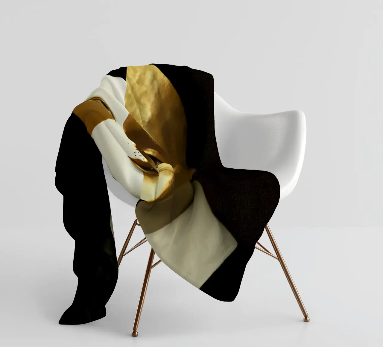 Abstract Female Harlequin Portrait with Gold Texture fleece blanket by Modern Muse
