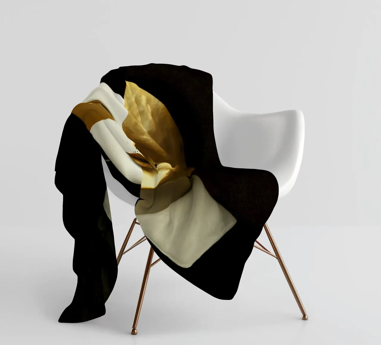 Abstract Female Harlequin Portrait with Gold Texture fleece blanket by Modern Muse