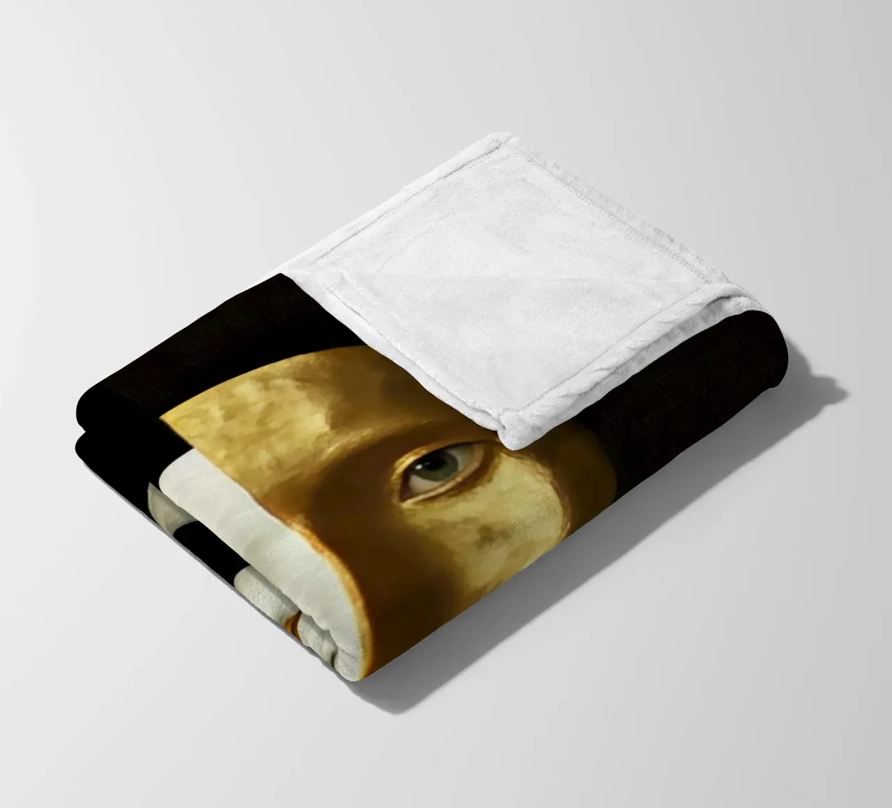 Abstract Female Harlequin Portrait with Gold Texture fleece blanket by Modern Muse