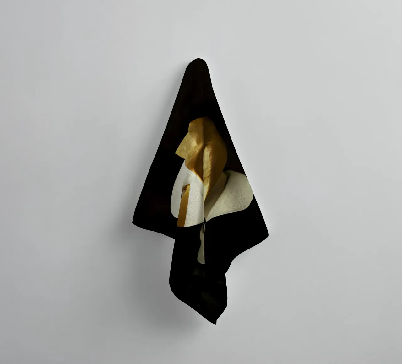 Abstract Female Harlequin Portrait with Gold Texture towel by Modern Muse