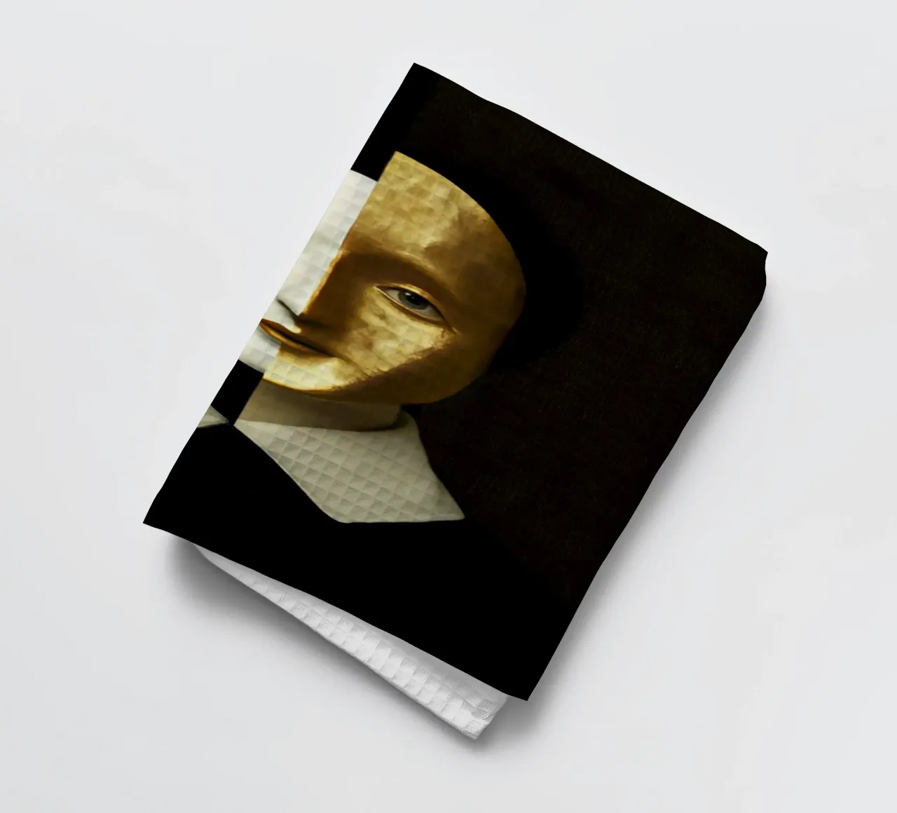 Ritratto astratto di Arlecchino femmina con texture dorata canovaccio da cucina da Modern Muse