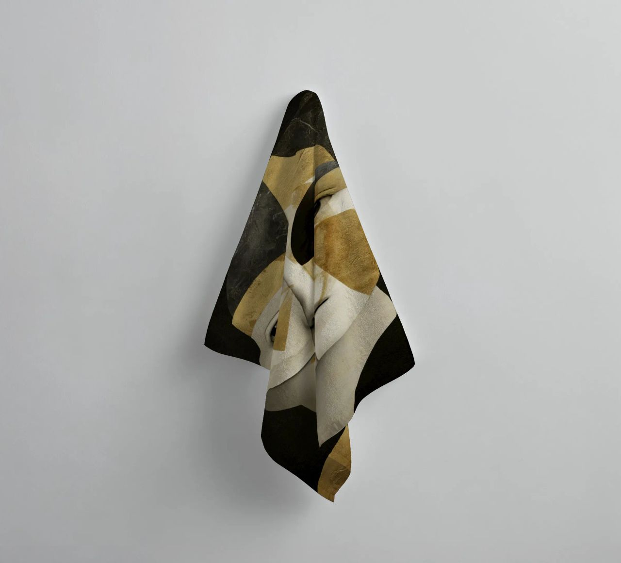 Abstract Gold Collage Portrait with Geometric Fragments towel by Modern Muse
