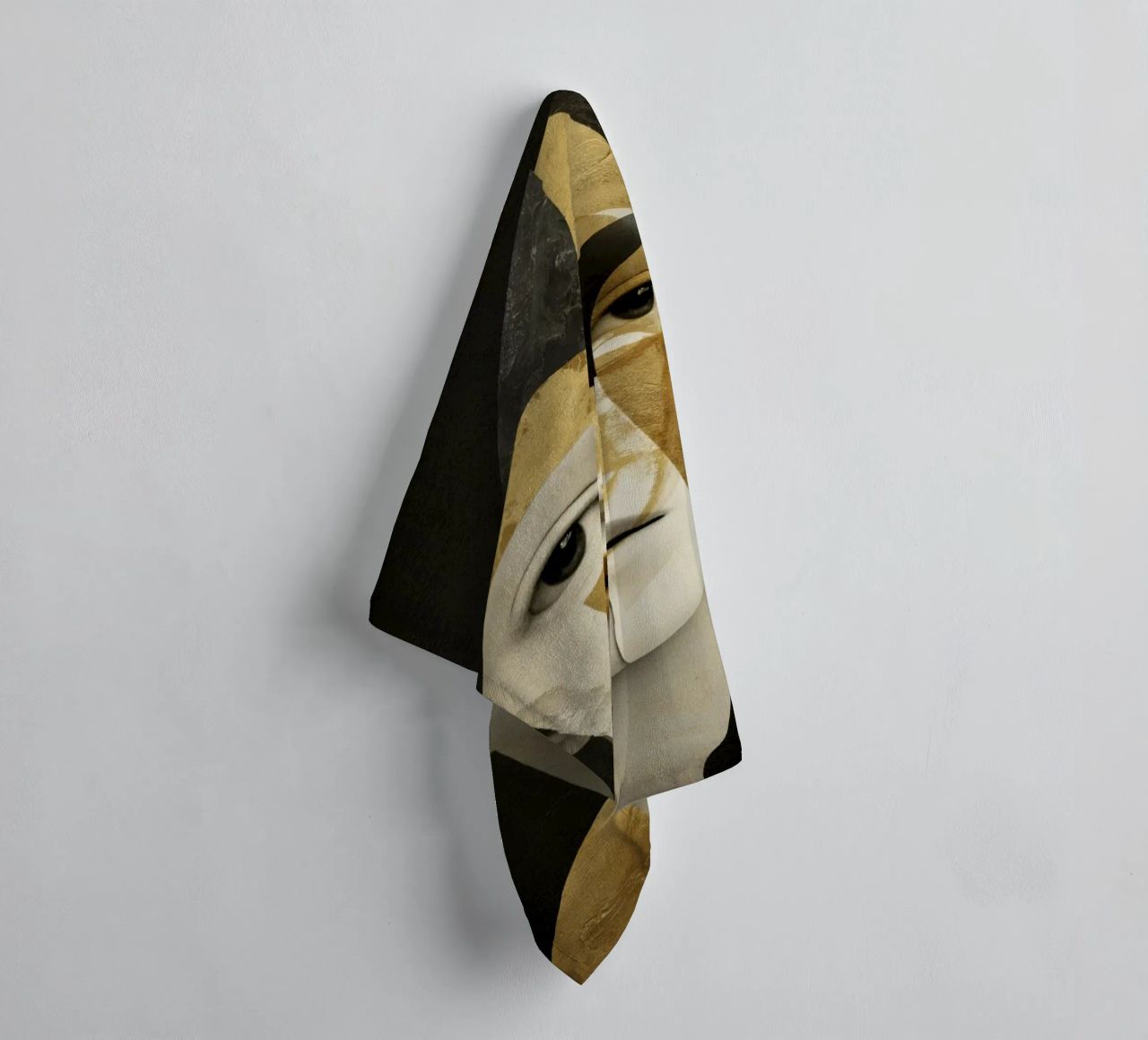 Abstract Gold Collage Portrait with Geometric Fragments towel by Modern Muse