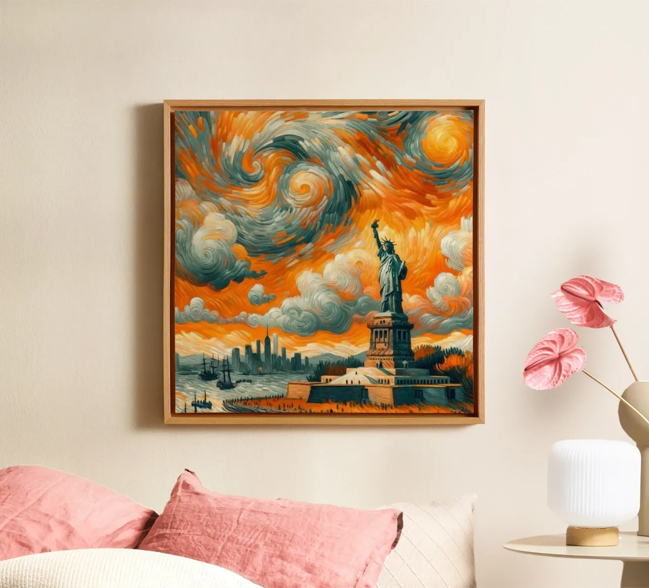 Alba a New York tela con Cornice a cassetta da Waylons Studio
