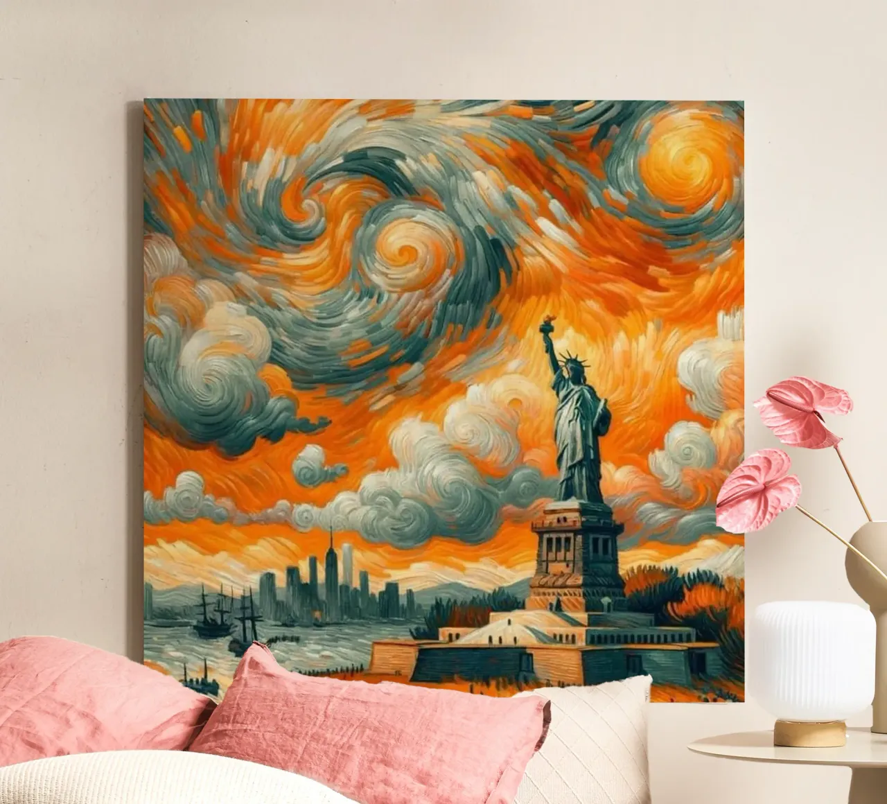 Alba a New York tela con Cornice a cassetta da Waylons Studio