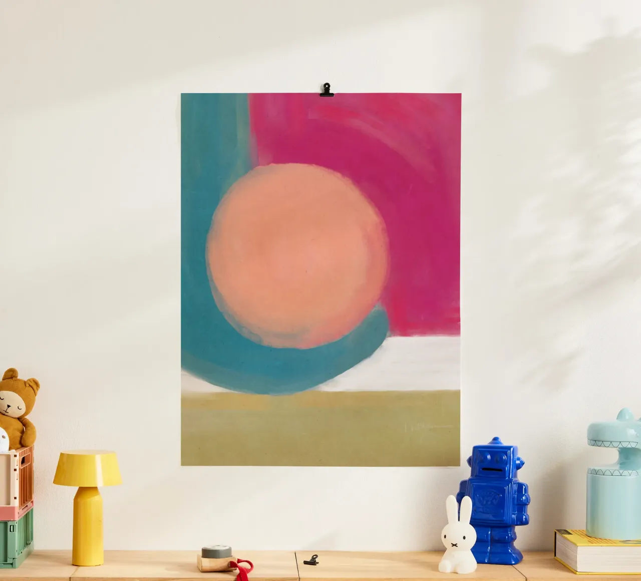 Flujo de aceite abstracto 15 poster con marco de madera de Little Dean