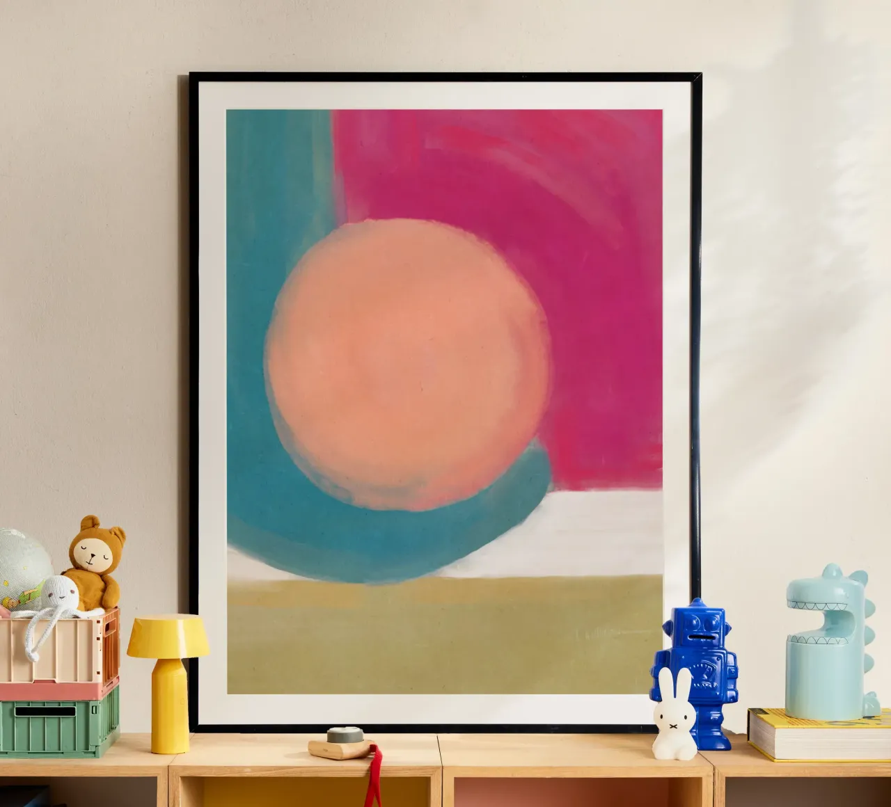 Flujo de aceite abstracto 15 poster con marco de madera de Little Dean