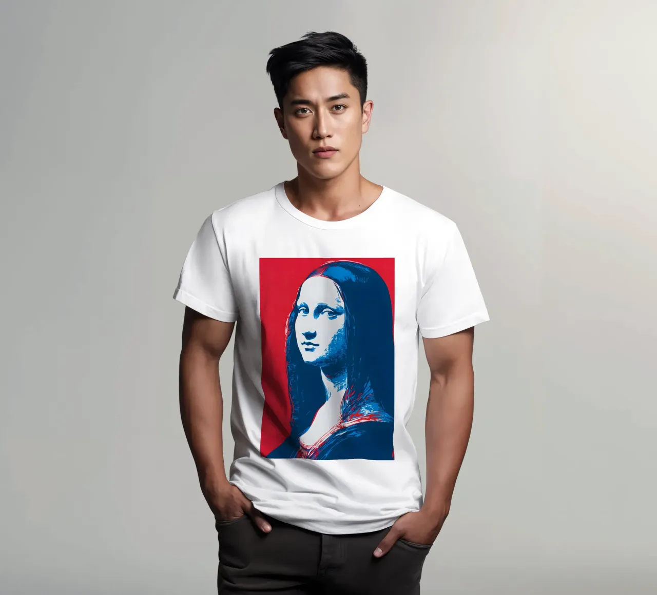 Mona Lisa in Pop Art t-shirt da M-Ulrich-Digital Art