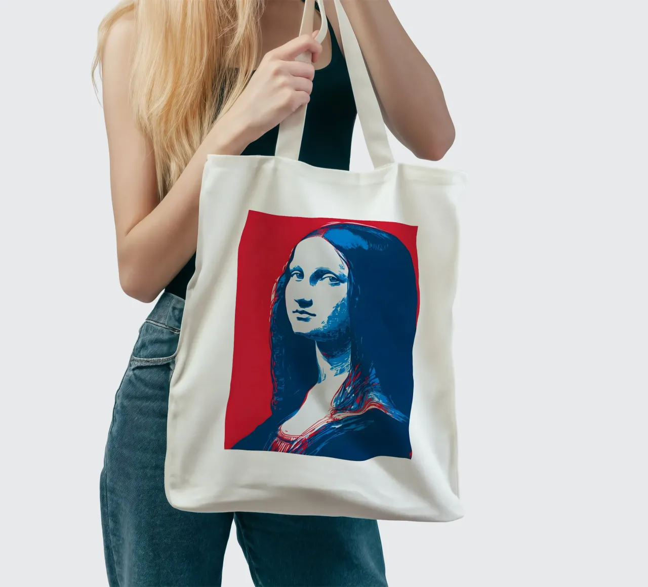 Mona Lisa in Pop Art borsa in juta da M-Ulrich-Digital Art