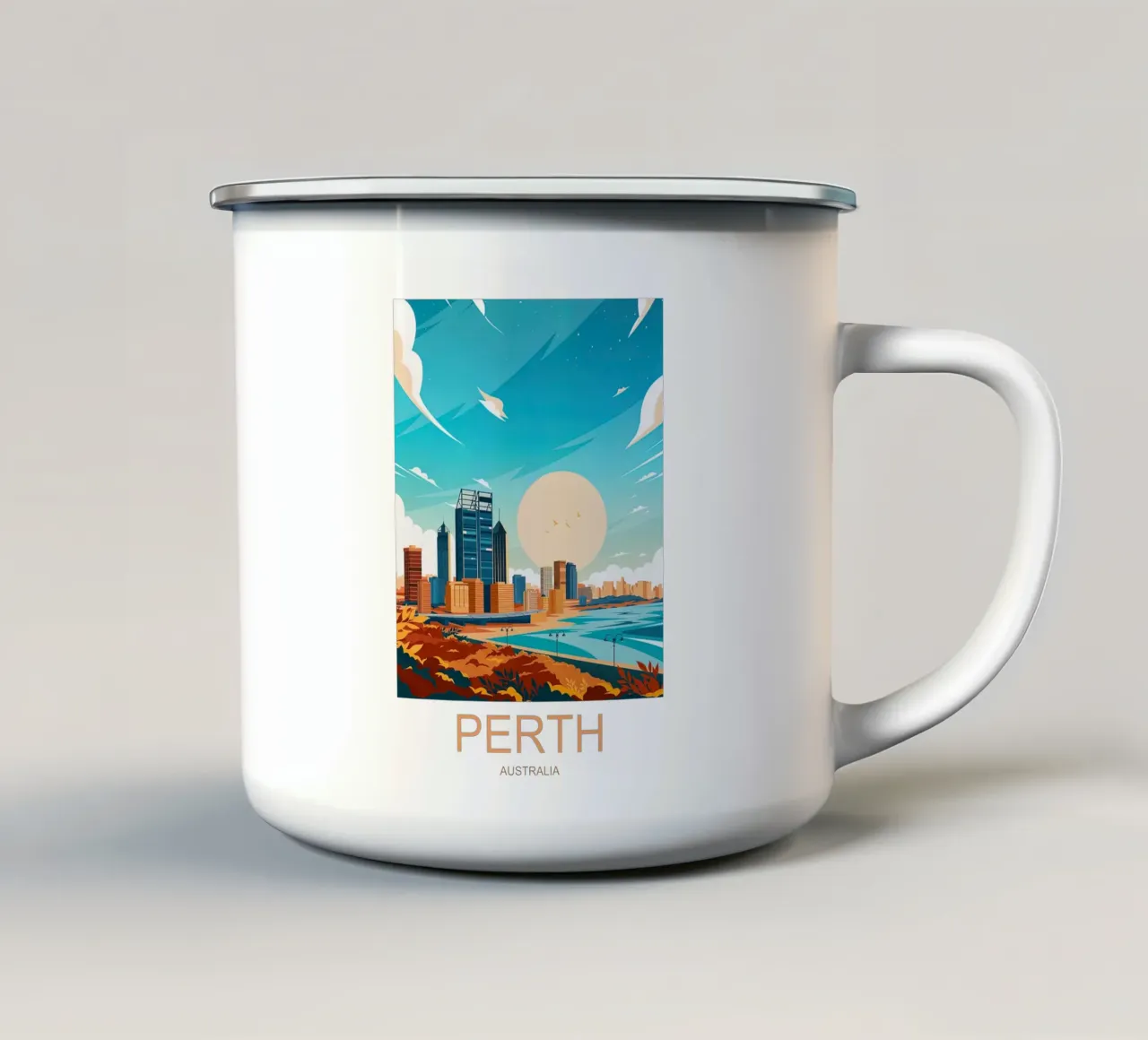 Australia, Perth Vintage Travel enamel mug by Liliestudio