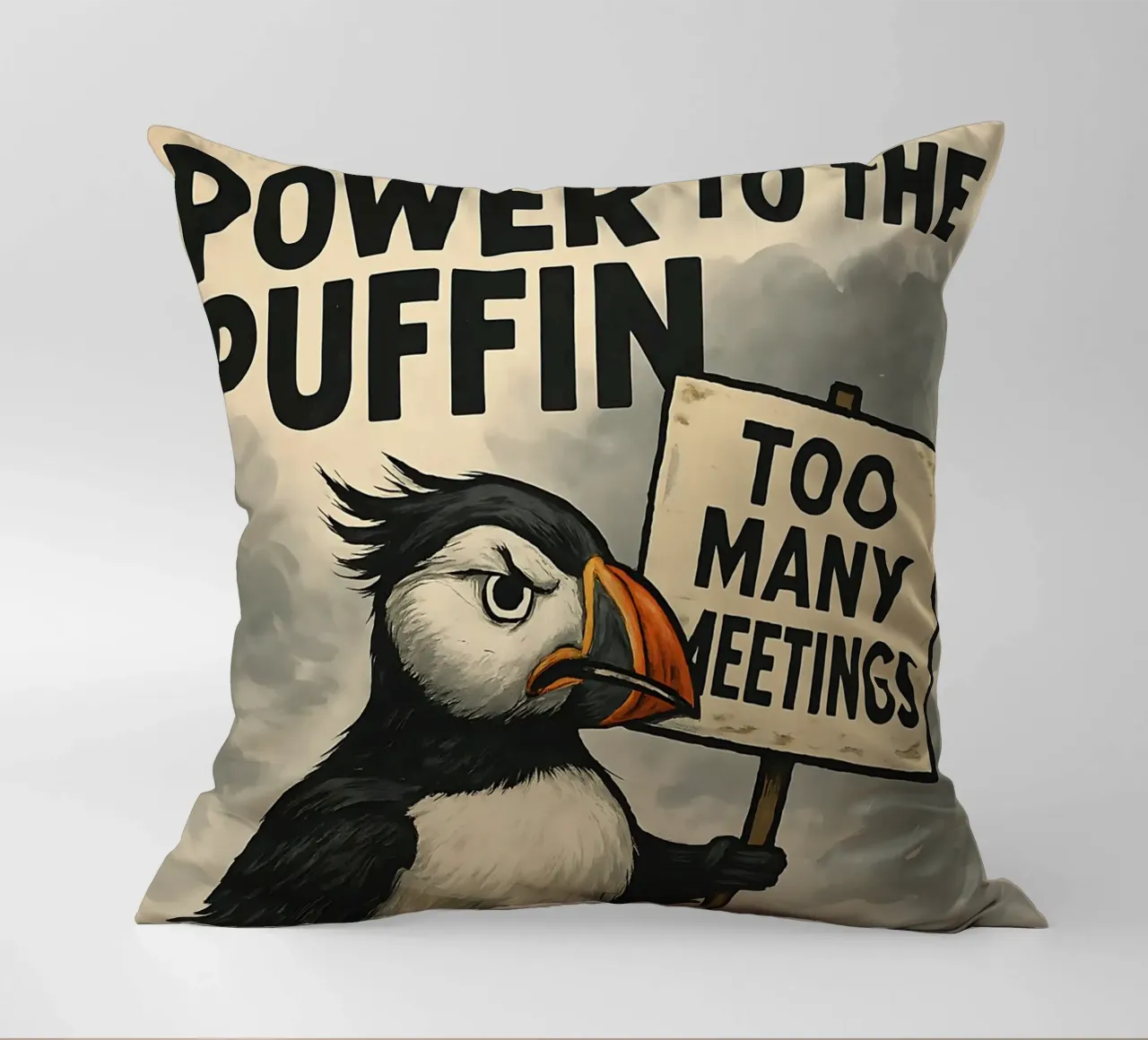Funny Puffin Meme cuscino da Funny Humor Art