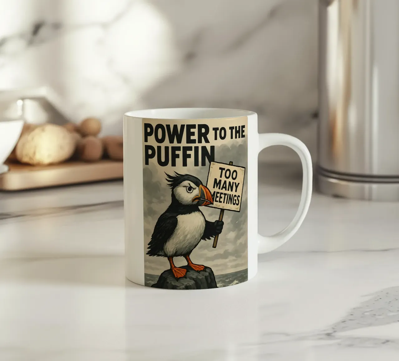 Funny Puffin Meme tazza in ceramica da Funny Humor Art