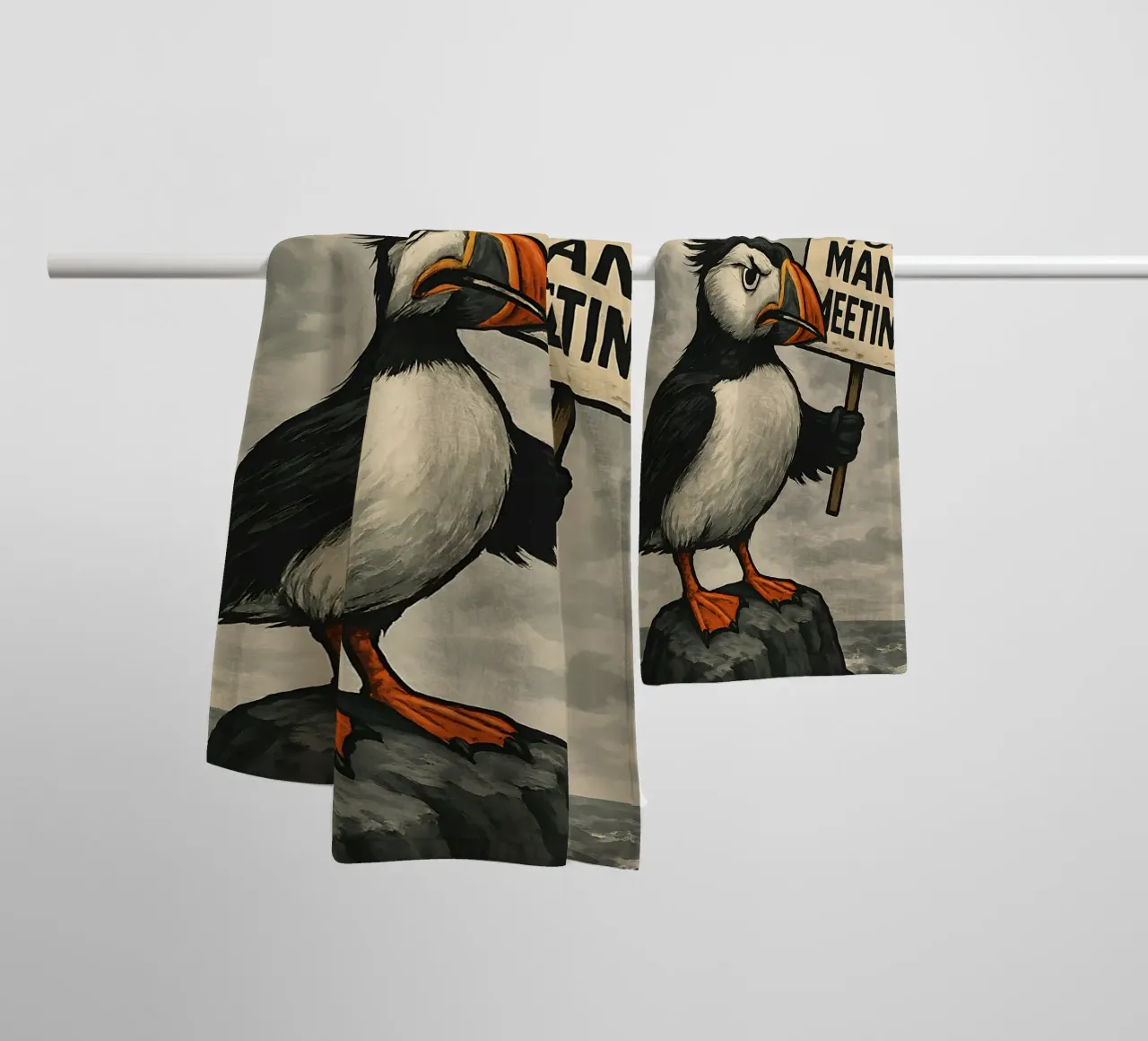 Funny Puffin Meme asciugamano da bagno da Funny Humor Art
