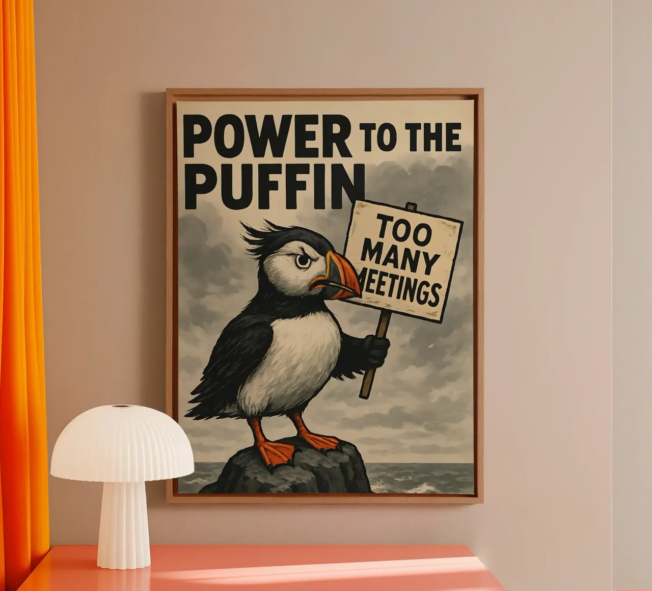 Funny Puffin Meme tela con Cornice a cassetta da Funny Humor Art