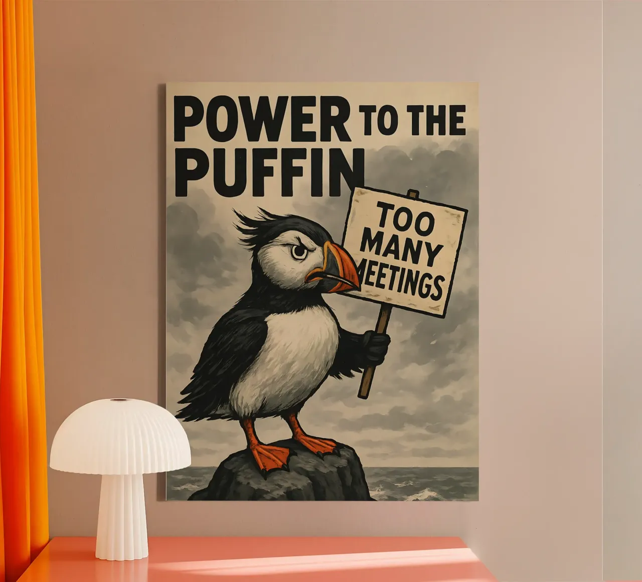 Funny Puffin Meme tela con Cornice a cassetta da Funny Humor Art