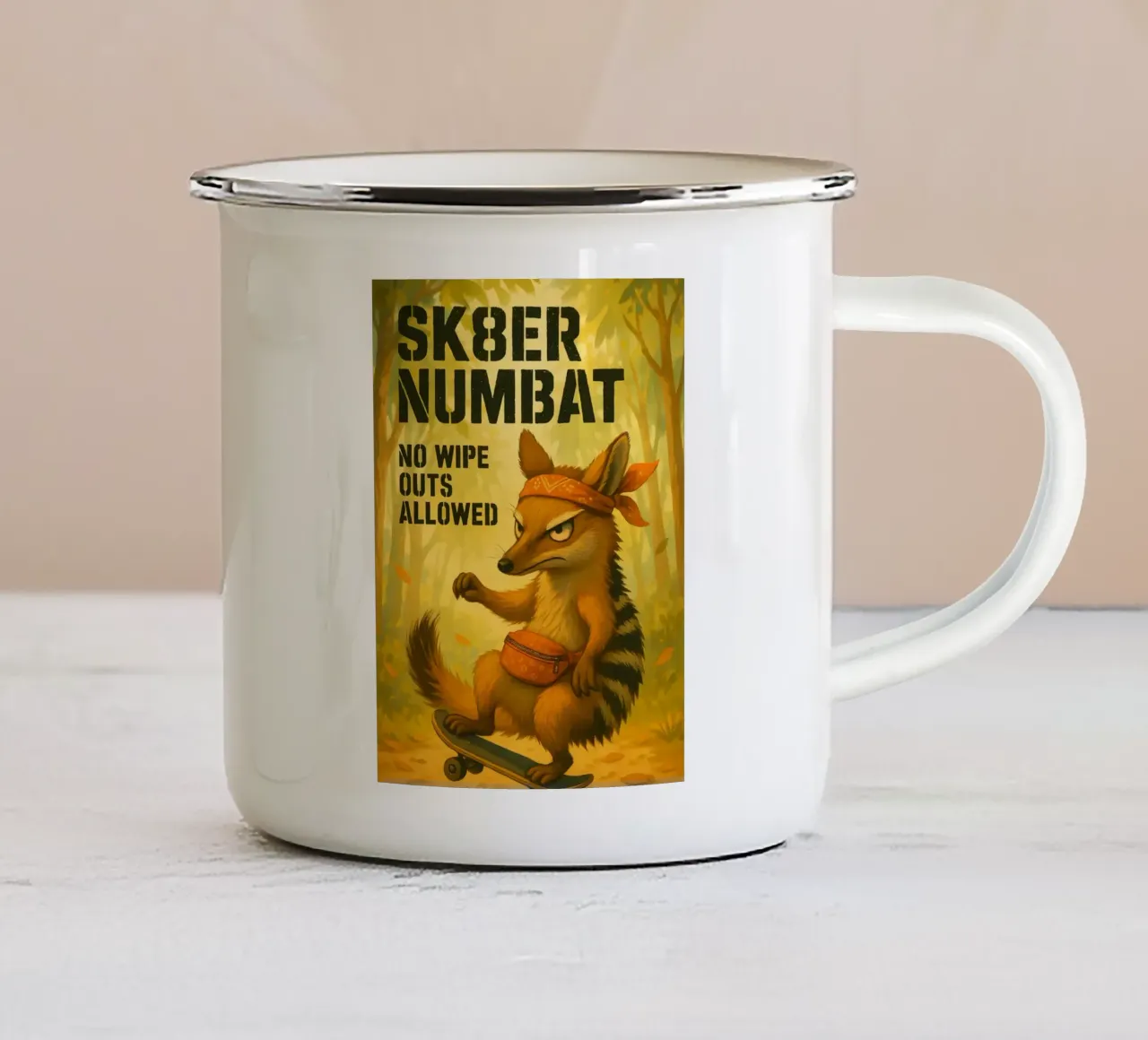 Meme divertente di Numbat tazza in smalto da Funny Humor Art