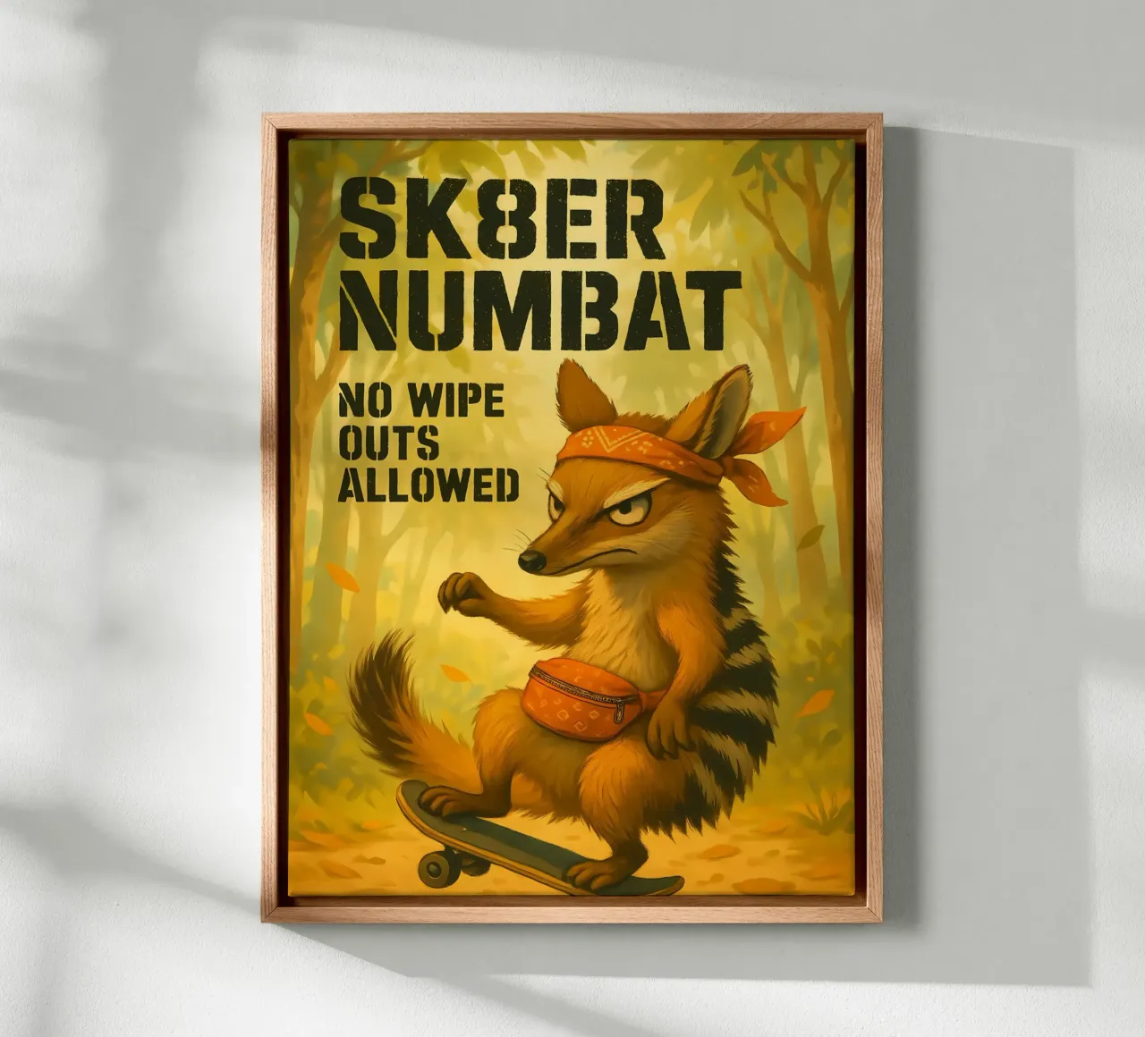 Funny Numbat Meme canvas with Floater frame by Funny Humor Art