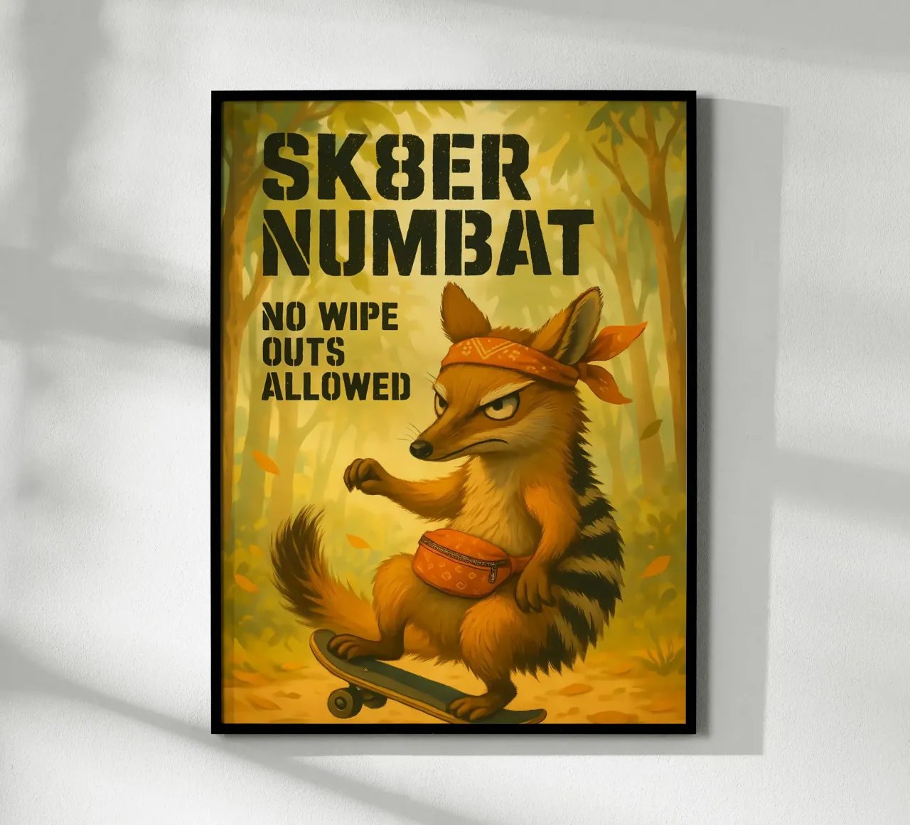 Meme divertente di Numbat poster con telaio in legno da Funny Humor Art